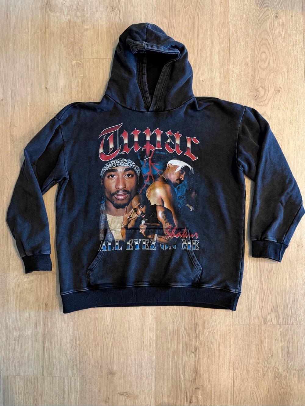 Tupac Shakur All Eyez On Me Hoodie Mens Black Pullover Hoodie Hip Hop  Size XL